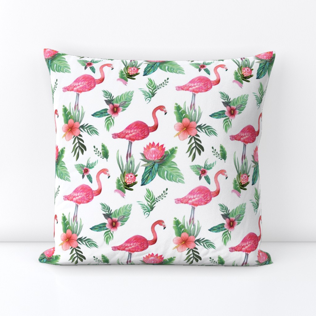 Watercolor flamingo dream garden jungle 