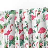 Watercolor flamingo dream garden jungle 