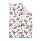 Watercolor flamingo dream garden jungle 