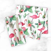 Watercolor flamingo dream garden jungle 