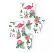 Watercolor flamingo dream garden jungle 