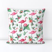 Watercolor flamingo dream garden jungle 