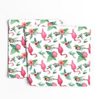 Watercolor flamingo dream garden jungle 