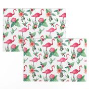 Watercolor flamingo dream garden jungle 