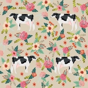 holstein cattle cow farm animal floral tan