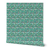 holstein cattle cow farm animal floral teal