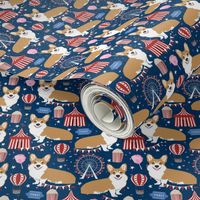 corgi carnival cute corgis dog breed fabric blue