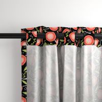 Coral, Peach & Orange Floral on Black