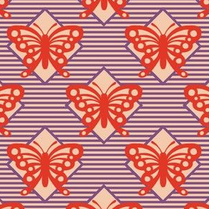 Vintage Matchbox Butterfly - Red on Violet