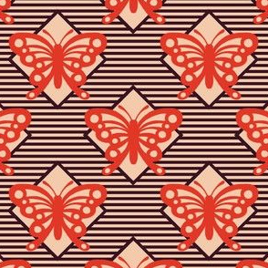 Vintage Matchbox Butterfly - Red on Dark