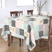 Woodland Friends Nursery Patchwork Quilt (rotated) - Wholecloth Deer Fox Raccoon Bunny (Grey Blush) GingerLous