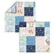 Woodland Friends Nursery Patchwork Quilt -  Wholecloth Deer Fox Raccoon Bunny (Navy Pink) GingerLous