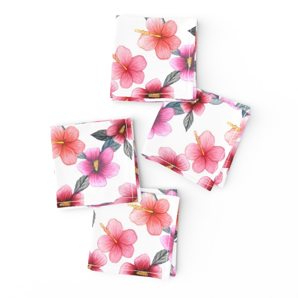 Watercolor floral // hibiscus flowers on white