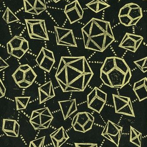 Woodblock Dice - black and gold