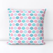 Seashell // Art Deco Shells pink and teal on white