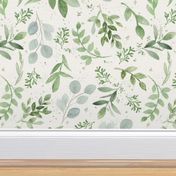 SEAMLESS watercolor Larger leaves Pattern-1