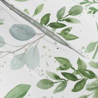 SEAMLESS watercolor Larger leaves Pattern-1