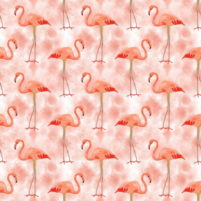 Flamingos on Peachy Pink Sky Watercolor