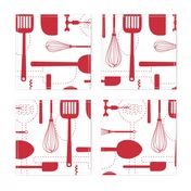 Kitchen Utensils in Red