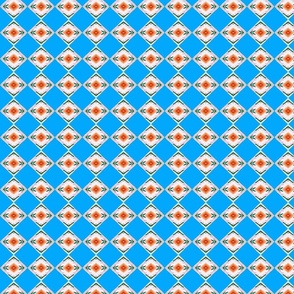 Flower Tile, orange, green, sky, blue, white