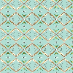 Feather Blocks, aqua,pink, tan