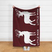 54" Minky Panel - Little Man - Large Buck Blanket on buffalo plaid woodland themed 