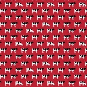 (MICRO SCALE) cows on red - farm fabric - C18BS