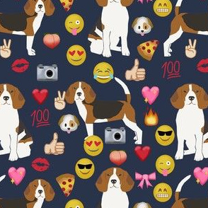 beagle emoji cute funny dog breed fabric 