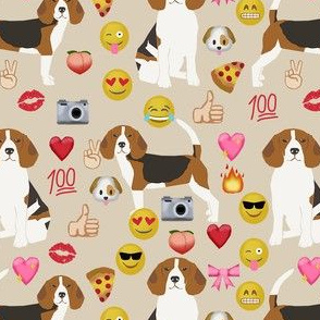 beagle emoji cute funny dog breed fabric tan