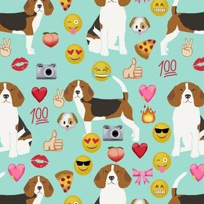 beagle emoji cute funny dog breed fabric mint