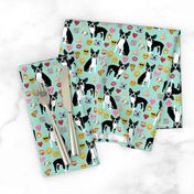 boston terrier emoji cute funny dog breed fabric mint