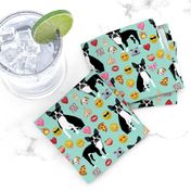 boston terrier emoji cute funny dog breed fabric mint