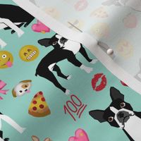 boston terrier emoji cute funny dog breed fabric mint