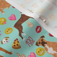 boxer emoji cute funny dog breed fabric mint