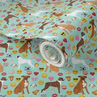 boxer emoji cute funny dog breed fabric mint