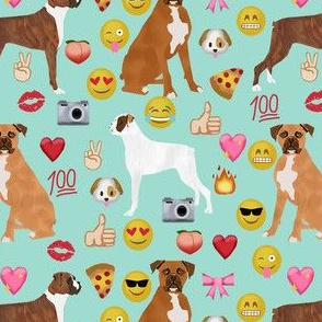 boxer emoji cute funny dog breed fabric mint