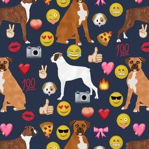 boxer emoji cute funny dog breed fabric 