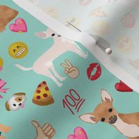 chihuahua emoji cute funny dog breed fabric mint