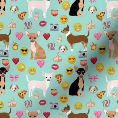 chihuahua emoji cute funny dog breed fabric mint