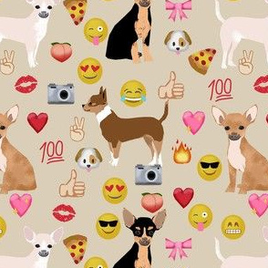 chihuahua emoji cute funny dog breed fabric tan