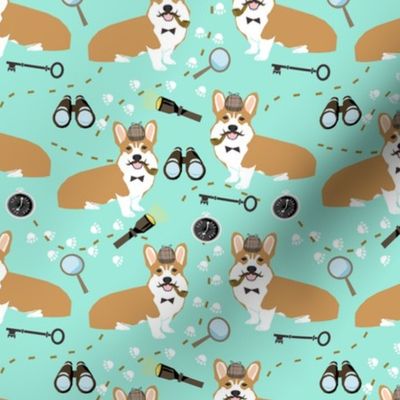 corgi detective sherlock holmes dog fabric bright 