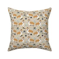 corgi detective sherlock holmes dog fabric tan