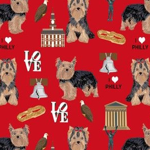 yorkie philly dog breed fabric philadelphia yorkshire terrier red