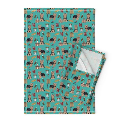 yorkie philly dog breed fabric philadelphia yorkshire terrier teal