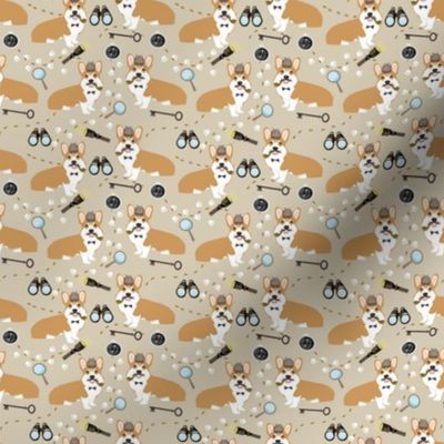 corgi detective sherlock holmes dog fabric