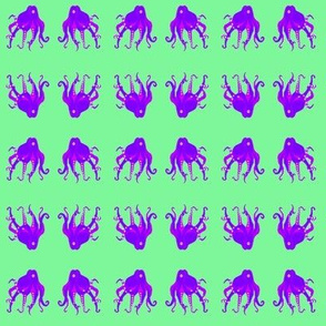 Small - Digitally Hand Drawn Purple Octopus on Pastel Green