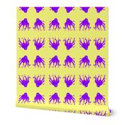 Large - Digitally Hand Drawn Purple Octopus Swim Meet  on Pastel Yellow