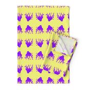 Large - Digitally Hand Drawn Purple Octopus Swim Meet  on Pastel Yellow