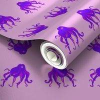 Small - Digitally Hand Drawn Purple Octopus on Pastel Pink