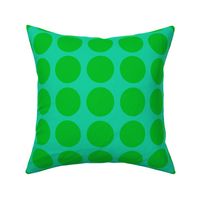 Green Dots on Greenish Blue Large - Spring Dots